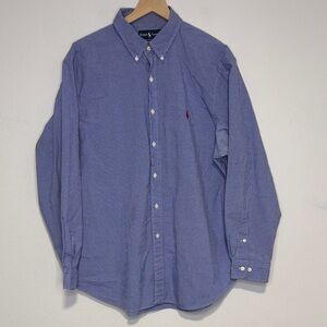 Ralph Lauren XL Blue Plaid Men's Button Down Shirt 17 1/2 x 34